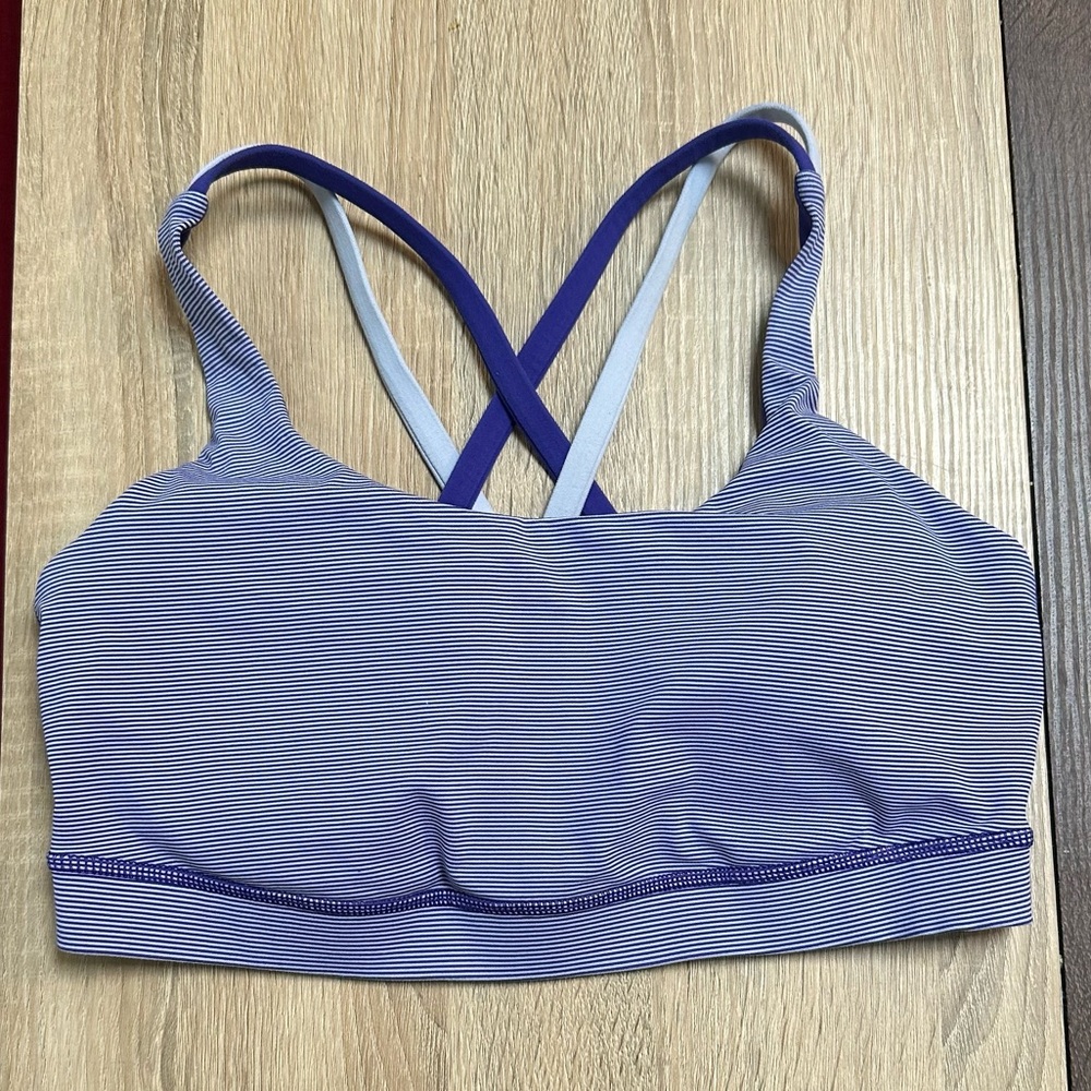 Lululemon Energy Sports Bra Wee Stripe Bruised Berry/Cool Breeze Size 8